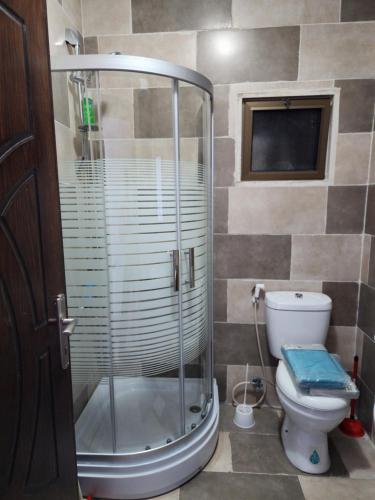 un bagno con doccia e WC di Salo StudioS ad Amman