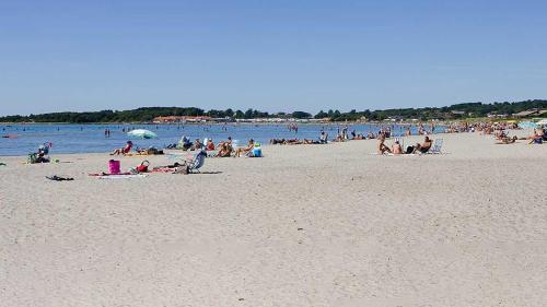 a large group of people on a beach at Haby House in Skene