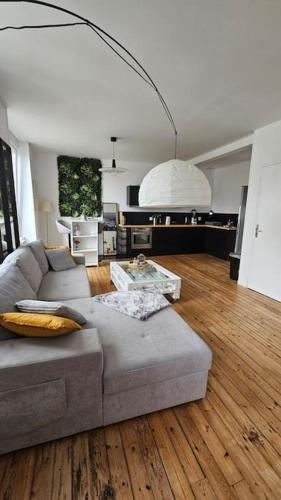 un salon avec un canapé et une table dans l'établissement Appartement T2 lumineux, à Brest