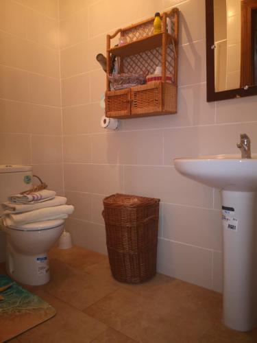 a bathroom with a toilet and a sink at Posada del Sol in Gaucín