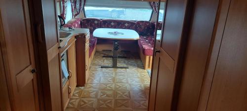 a small table in the back of a van at Halfway in Kabelvåg