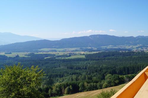 a view from the observation deck of the mountains at Ferienhaus Hochfelner in Sankt Marein bei Knittelfeld