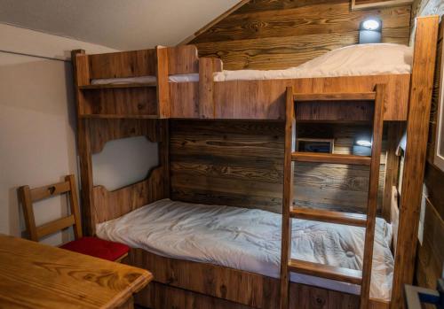 - une chambre avec 2 lits superposés dans une cabine dans l'établissement Résidence Les Hauts De Preclaux - Appartement cosy au coeur des Orres 1800 MAE-6244, aux Orres