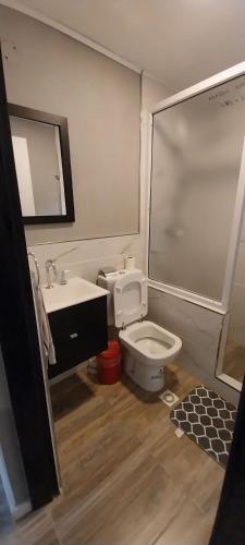 a bathroom with a toilet and a sink at Aoni Home in El Calafate