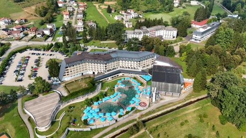 an aerial view of a hotel with a water park at Vila Mir in Banja Vrućica