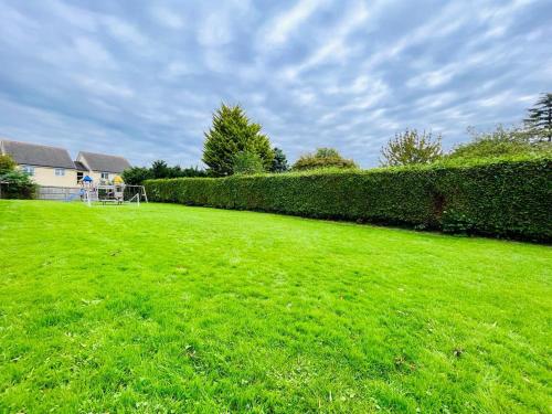 a hedge in a yard with a green lawn at The Netherend Inn - Pet Friendly Haven in Lydney