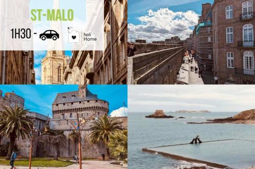 a collage of photos of the city of st malo at H3 Charmante maison sur la Vilaine près du Château in Vitré