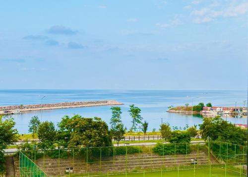 a view of a body of water with a pier at Bless You in Piraziz