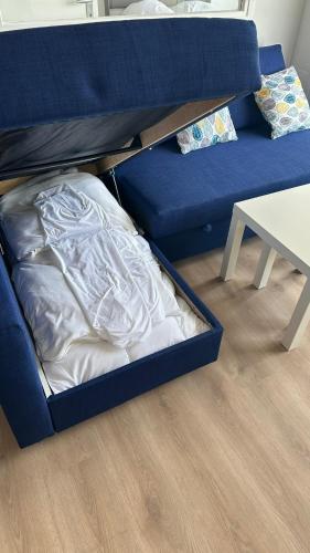 Postel nebo postele na pokoji v ubytování Appart front de mer, 5e étage