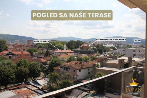 a view of a city from a balcony at Apartman Jaman - Novi Pazar in Novi Pazar