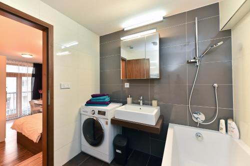 Koupelna v ubytování Apartments Palmovka