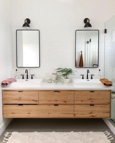 a bathroom with two sinks and a mirror at Black Barn Ranch 25 Acres Wpool Near Downtown in San Luis Obispo