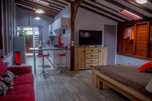 Μια τηλεόραση ή/και κέντρο ψυχαγωγίας στο Grand Bungalow Viguier - Rivière Salée