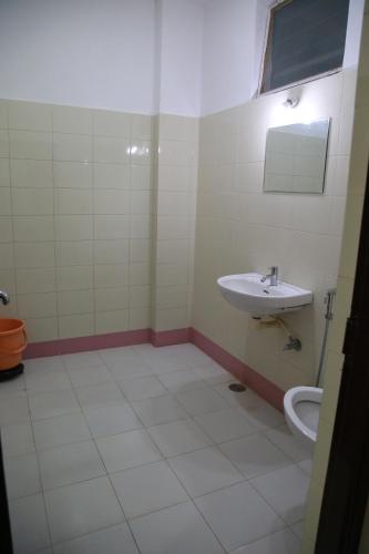 a bathroom with a sink and a toilet at Hotel Ramnivas in Udaipur