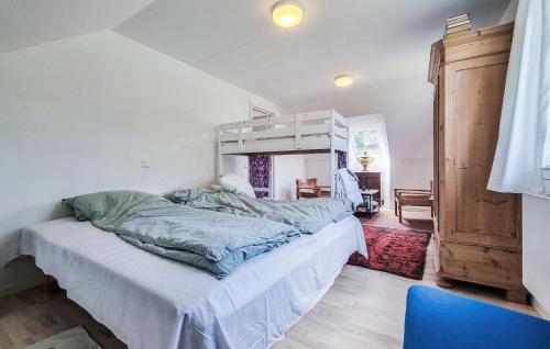 a bedroom with a large bed with a ladder at Awesome Home In Vislanda With Wifi in Vislanda