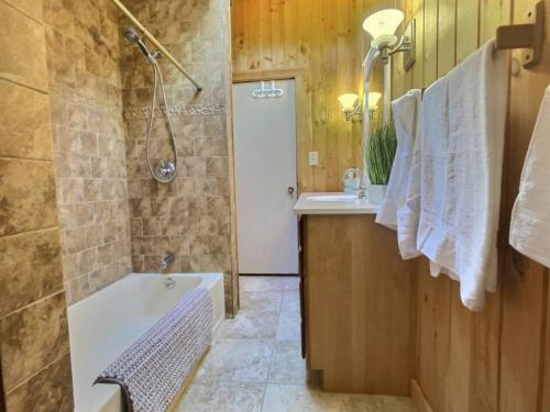 Ένα μπάνιο στο BearVaria AC, Hot Tub, Fire Pit Grill, FrisbeeGolf
