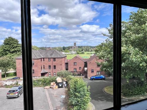 a view of a street from a window at Stylish Flat With Stunning Views in Worcester