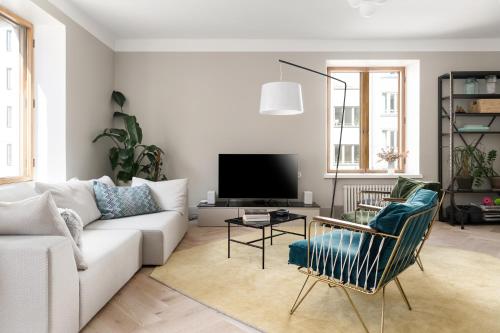Posezení v ubytování Beautiful 3 bedroom 170m2 with Sauna in Töölö