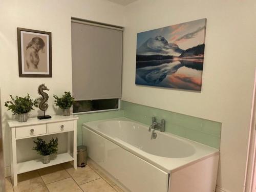 a bathroom with a bath tub and a sink at Mount Eagle - Sleeps 24 in Limerick