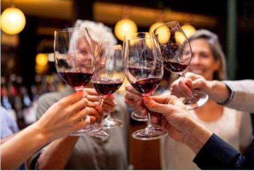 a group of people holding up wine glasses at Studio 1 - Appart'hôtel avec terrasse, CLIM, WIFI - TU ELLETA in Tulette