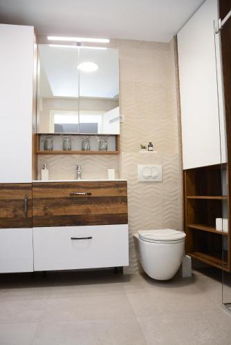 a bathroom with a toilet and a sink at Banus Palace Exclusive in Varaždin