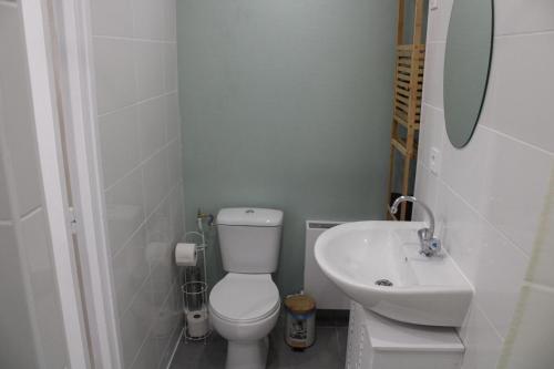 une petite salle de bain avec toilettes et lavabo dans l'établissement Studio, à Livry-Gargan