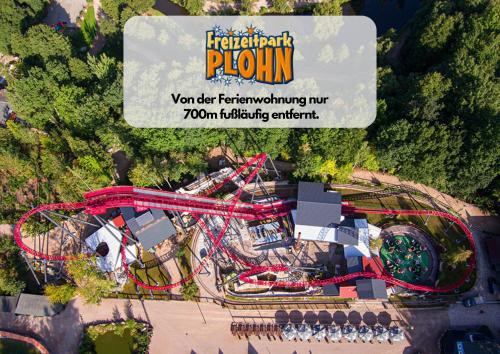 an overhead view of a water park with a roller coaster at Ferienwohnung Plohn by Immo-Franzi in Lengenfeld