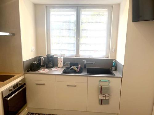 Dapur atau dapur kecil di Studio 30m2, parking, 2 pers, 10 min d'Aurillac