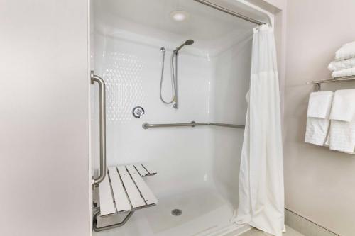a bathroom with a shower with a shower curtain at Best Western Plus Albert Lea I-90/I-35 Hotel in Albert Lea