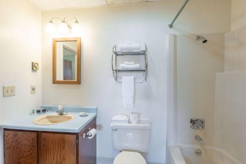 a bathroom with a toilet and a sink at Fireside Inn and Suites Bangor in Bangor