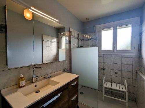 Ένα μπάνιο στο Maison rénovée avec jardin privatif, proche châteaux et ZooParc de Beauval, Argy - FR-1-591-613