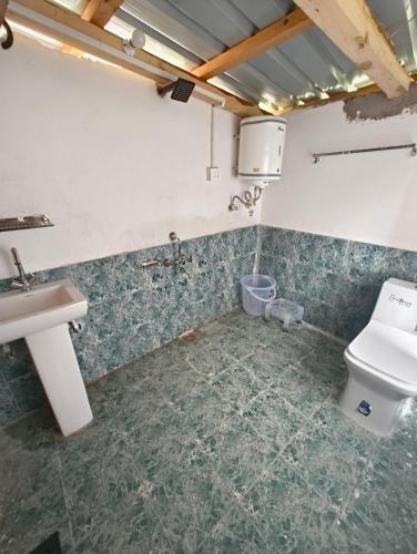 a bathroom with a sink and a toilet at Seasons Homestay in Jibhi