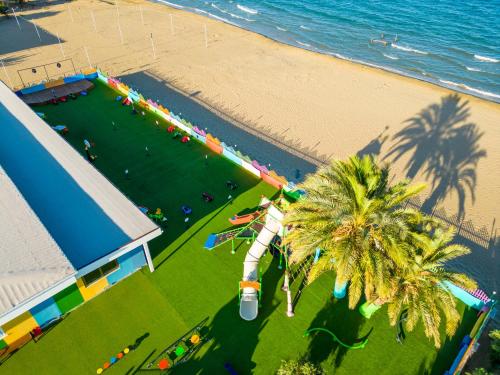 an overhead view of a water park next to a beach at The Arkin Iskele in Iskele