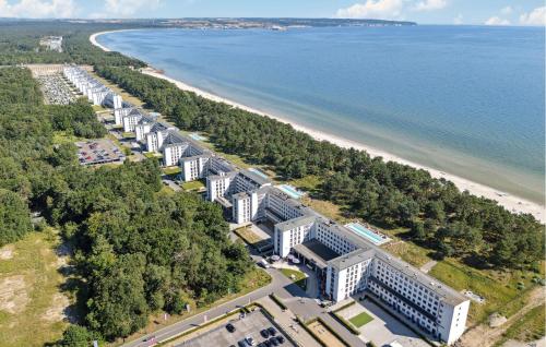 an aerial view of the shoreline of a beach at Prora Solitaire Panorama 03 in Binz
