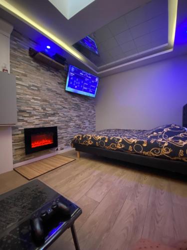 TV a/nebo společenská místnost v ubytování Sultan Spa Privatif Lille