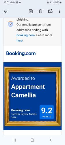 Certifikát, hodnocení, plakát nebo jiný dokument vystavený v ubytování Appartment Camellia