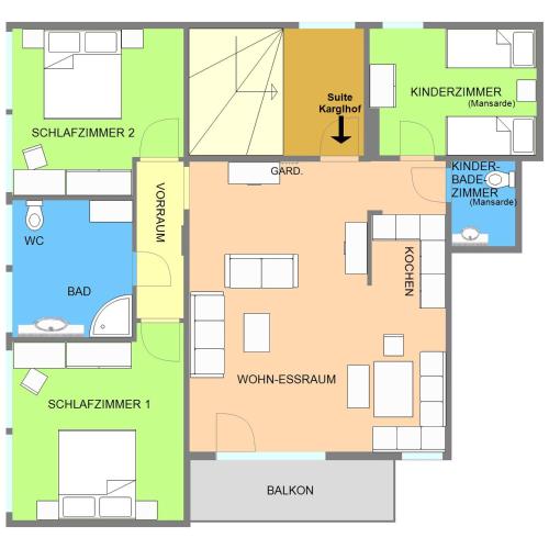 a floor plan of a house at Karglhof Villa in Faak am See