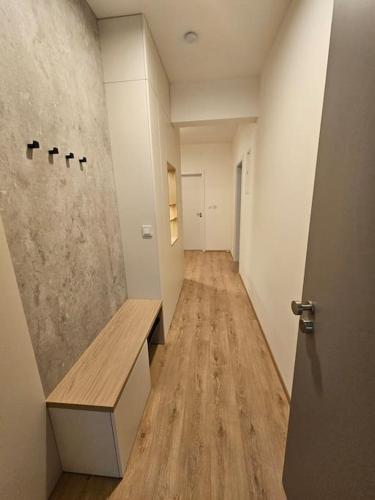 a hallway of a room with a wooden floor at Byt K21 Na Perštýně in Liberec