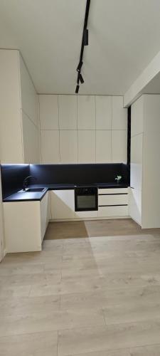 Η κουζίνα ή μικρή κουζίνα στο Apartamentai Viktorija