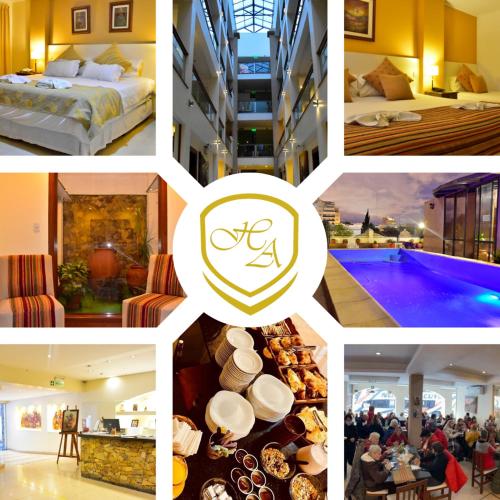 a collage of pictures of a hotel room at Hotel Astur in Salta