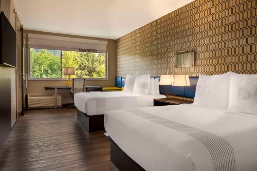 Кровать или кровати в номере GLo Hotel Asheville-Blue Ridge Parkway
