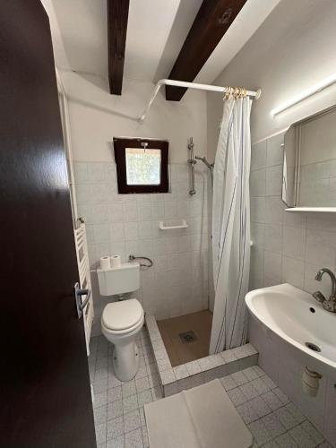 a bathroom with a toilet and a sink at 2 hálószobás vendégház in Balatonboglár