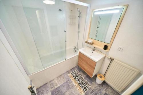 une salle de bain avec une douche, un lavabo et des toilettes dans l'établissement Le patio AIL, à Lyon