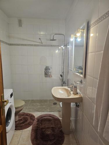 a bathroom with a sink and a shower and a toilet at Ocean View Apartment Tenerife & Parking WiFi in Costa Del Silencio