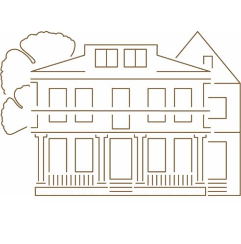 a black and white drawing of a building at Goethe Hotel in Bad Pyrmont
