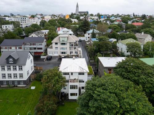 an aerial view of a city with buildings at Spacious 3BR Downtown Location in Reykjavík