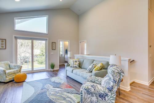 a living room with a couch and two chairs at Carolina Beach Vacation Home Near Boardwalk in Carolina Beach