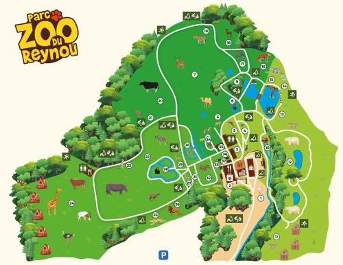 a map of zoo on a park with animals at Le paradis caché du Limousin Gite Camino 4 pers in Jabreilles-les-Bordes