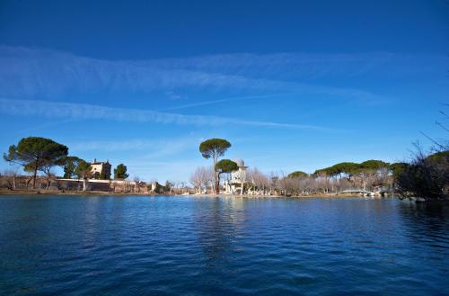 a large body of water with trees in the background at Hotel Parque Balneario Termas Pallares in Alhama de Aragón