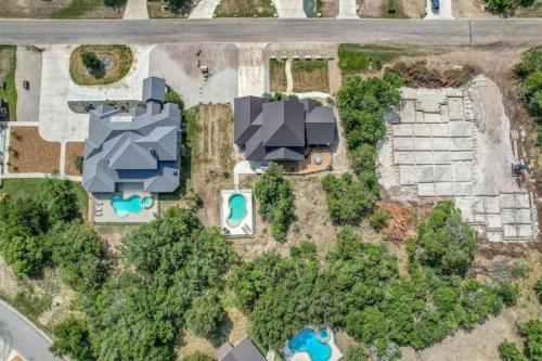 an overhead view of a house with a yard at Rolling Rock in Concan
